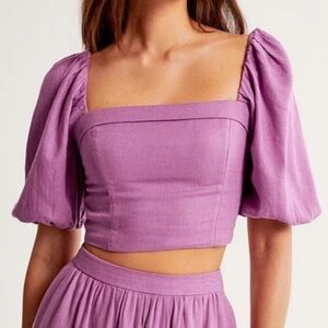 Abercrombie & Fitch Purple Puff Sleeve Blouse